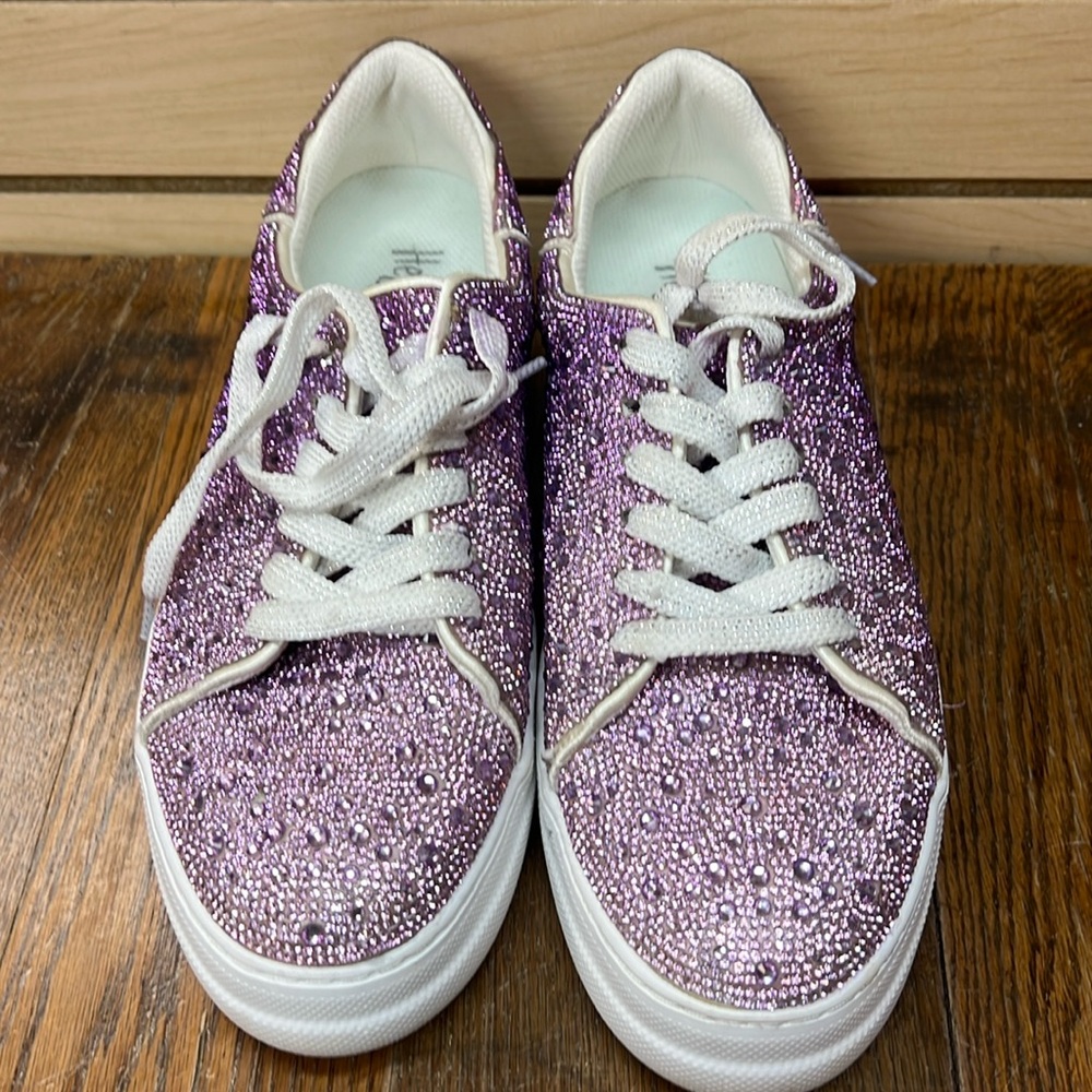 Hey Girl sneakers size 11 glittery purple, like new.